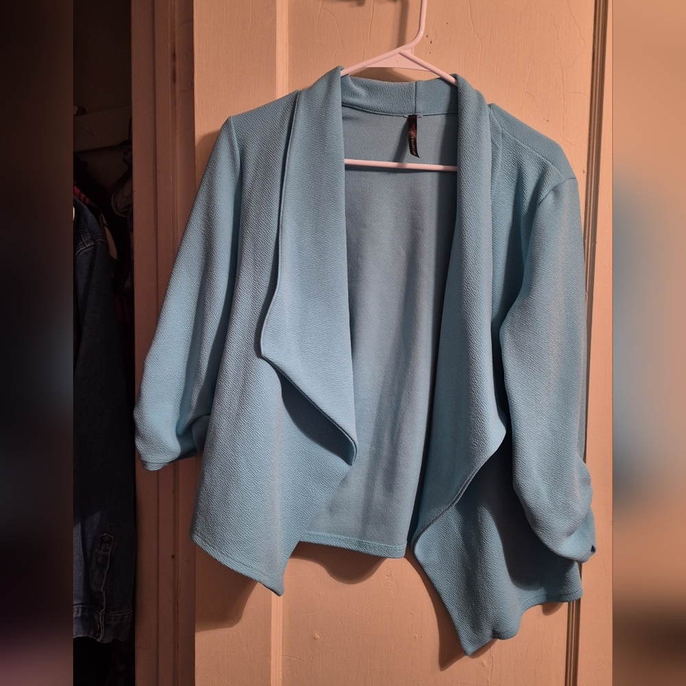 Women's Light Blue Open Front Cardigan